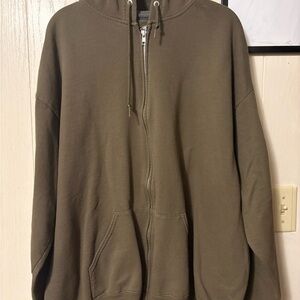 Athletic Works Men's Khaki Zip-Up Sweater